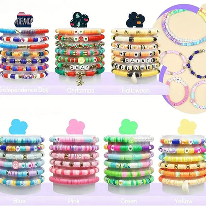 2 Box 24 Rainbow Color Clay Beads Bracelet Making Kit for Jewelry Making Letter Beads