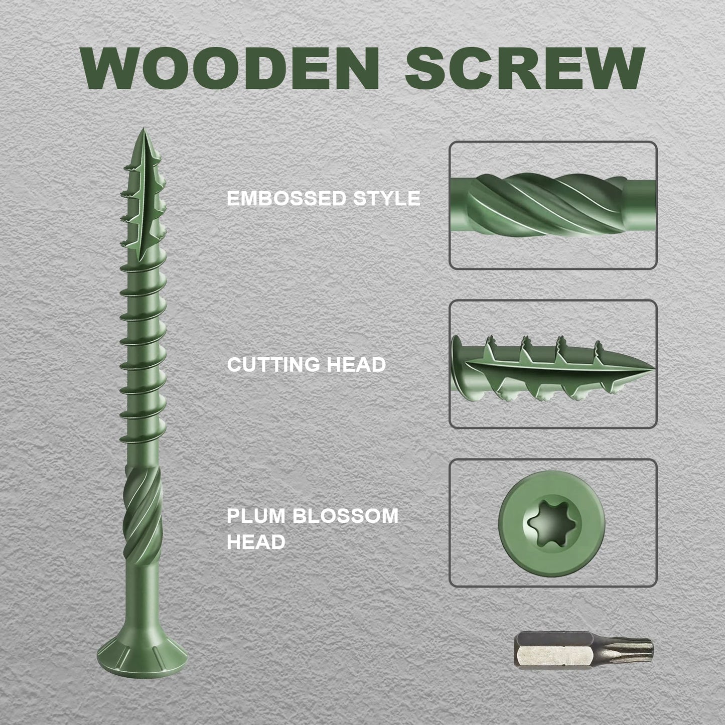 Deck Wood Screws Carbon Steel Green Anti Rust Coating TORX Star Drive Threaded - Free T25  (3 Sizes: #10x3", 8x1.5", 8x2" )