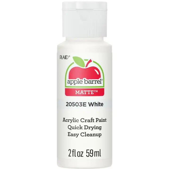 (12 pack) Apple Barrel 20503EX Acrylic Craft Paint, Matte Finish, White, 2 fl oz