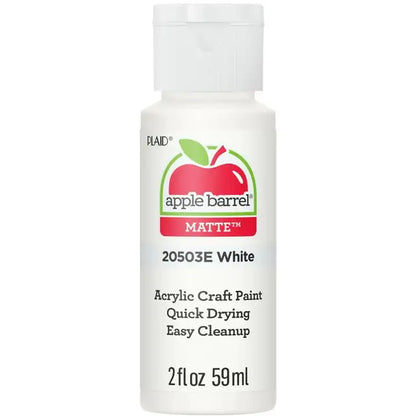 (12 pack) Apple Barrel 20503EX Acrylic Craft Paint, Matte Finish, White, 2 fl oz