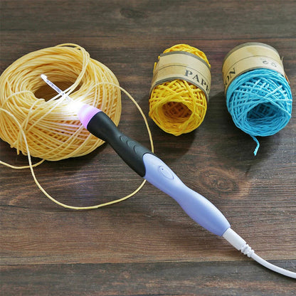 9 in 1 USB Light Up Crochet Hooks Handmade Knitting Needles LED Sewing Tools Set