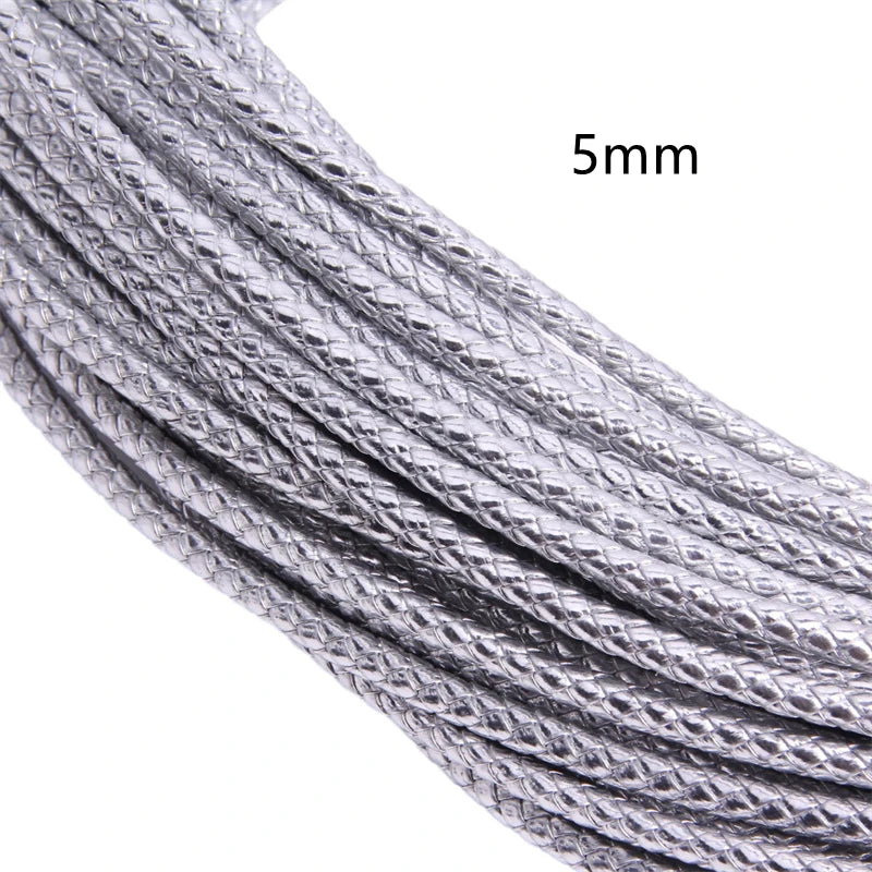 5m 3/4/6mm Braided Leather Cord Rope Strip Thread for DIY Pendant Neck Weaving Bracelet
