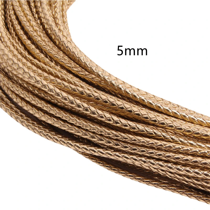 5m 3/4/6mm Braided Leather Cord Rope Strip Thread for DIY Pendant Neck Weaving Bracelet