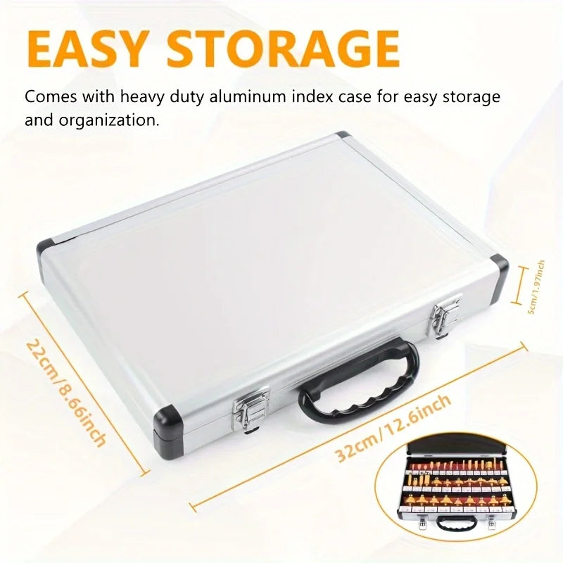 35 Pieces/Set Carbide Tipped Router Bits Set, 1/4 Inch Shanks, Woodworking Router, Premium