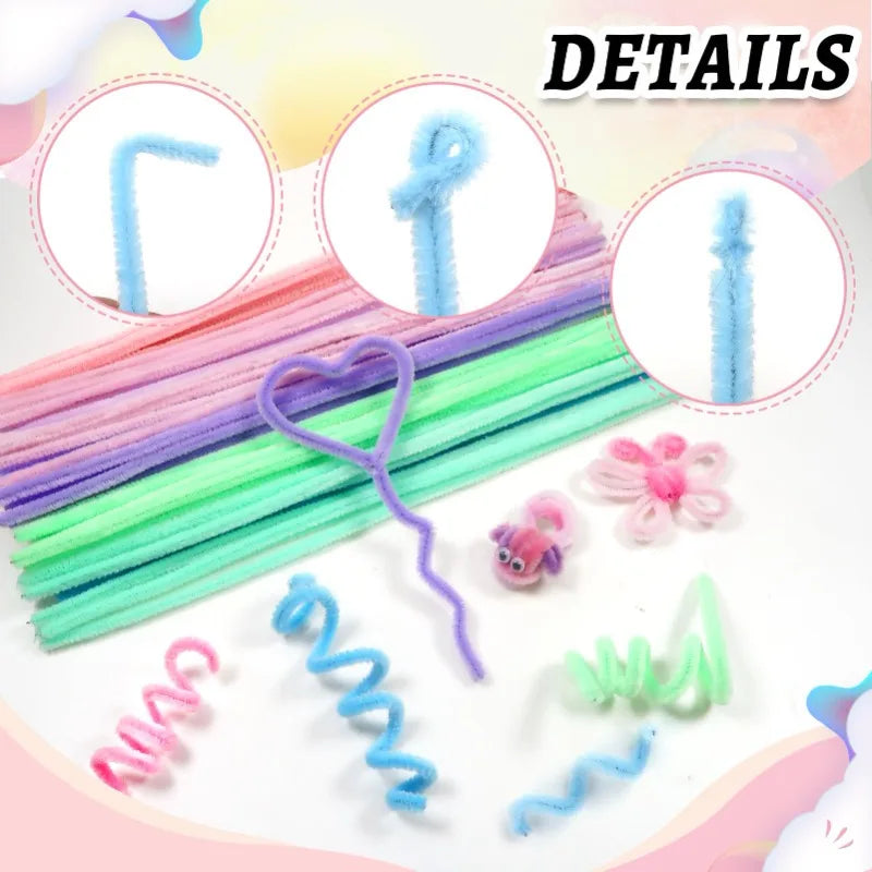 Creative Wires Chenille Wire Pipe Cleaners Colorful Stems Plush Wired Twist Stick
