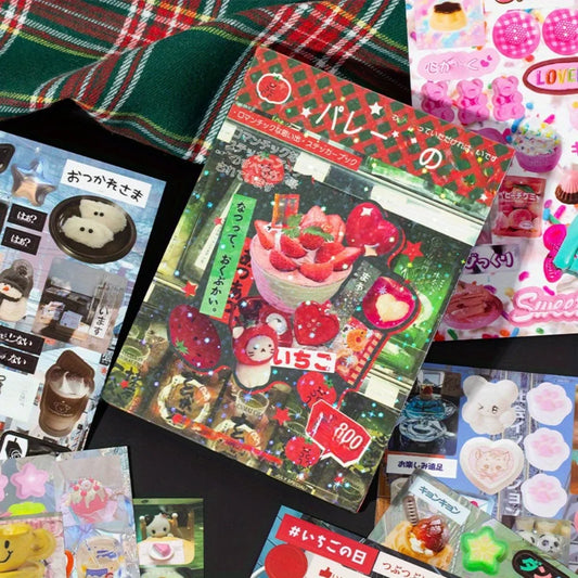 3 types of film cutting sticker books in a retro comic style, DIY planner scrapbook, creative and exquisite