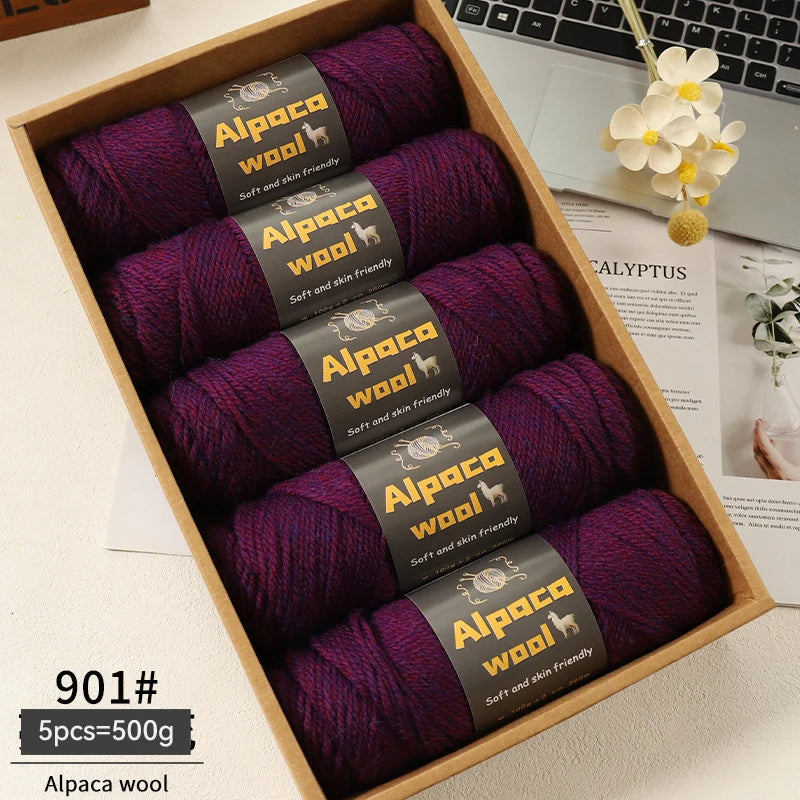 Alpaca Wool Yarn 500g DIY Knitting Kit 245 Stick Needle Thick Warm Yarn