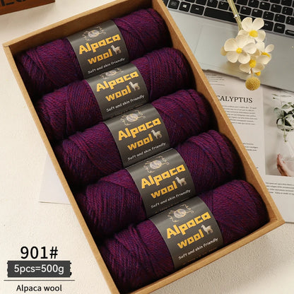 Alpaca Wool Yarn 500g DIY Knitting Kit 245 Stick Needle Thick Warm Yarn