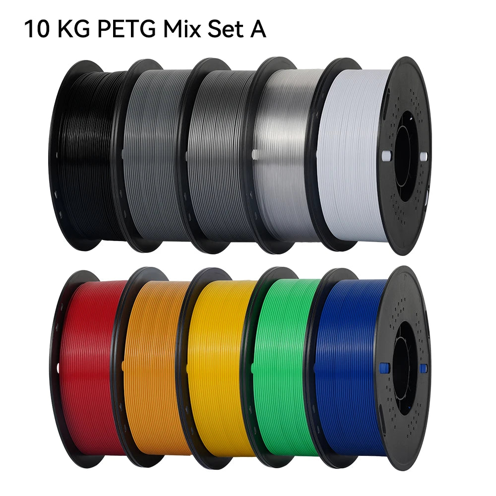 KINGROON 22LBS PETG or PLA filament 3D Printer Filament 10 Rolls 1KG 1.75MM Eco-Friendly Good Toughness Mix Color