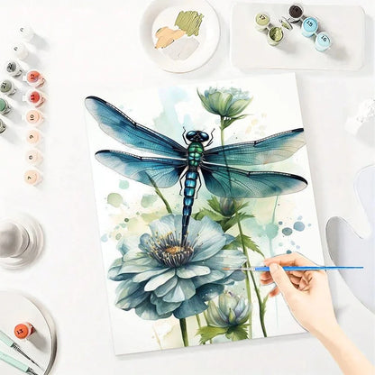 Dragonfly DIY Art Paint By Numbers Kit Hand Painted On Canvas