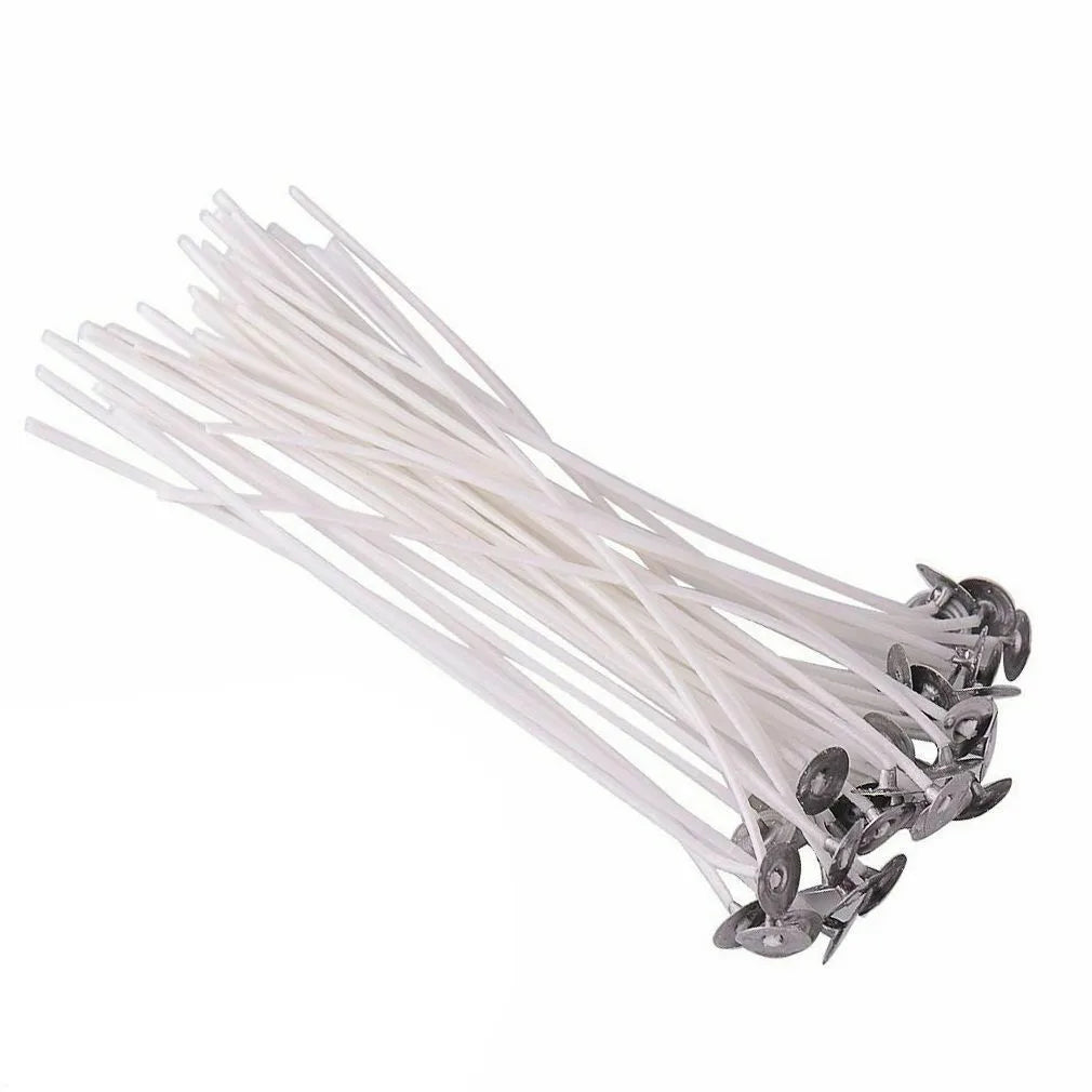 20pcs/set 20cm/8" Waxed Cotton Candle Wicks with Stand Smokeless Candle DIY COTTON Core Making Candles