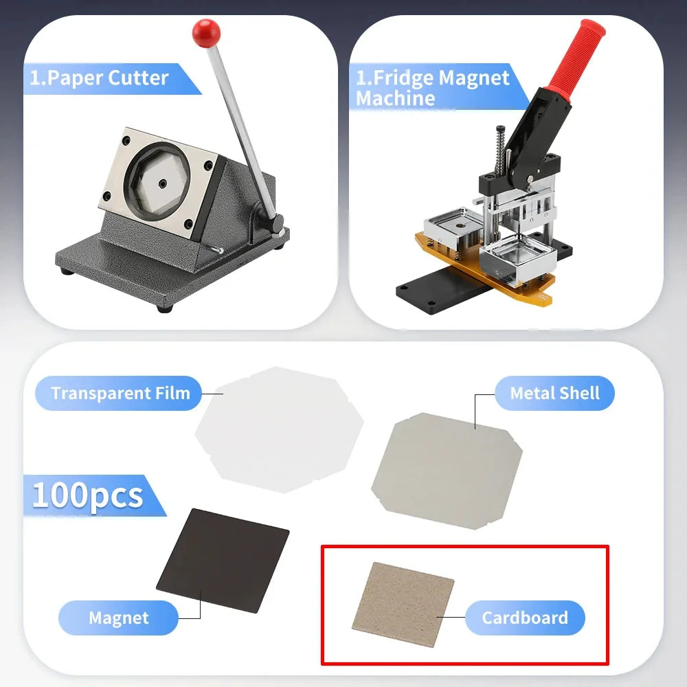 50*50mm 2.5*2.5" Square Refrigerator Badge Making Machine DIY Paper Cutter Photo Magnetic Materials