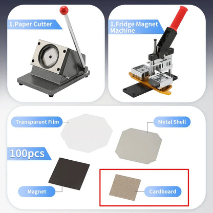 50*50mm 2.5*2.5" Square Refrigerator Badge Making Machine DIY Paper Cutter Photo Magnetic Materials
