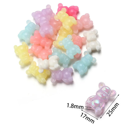 10-50pcs Color Bear Acrylic Beads Transparent Cute Gummy Bear Series Bead for Jewelry Making