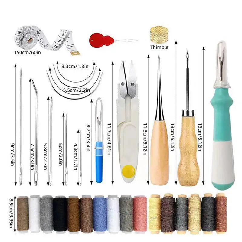 Beginner Leather Working Sewing Kit Tool Kit With Waxed Thread Sewing Awl