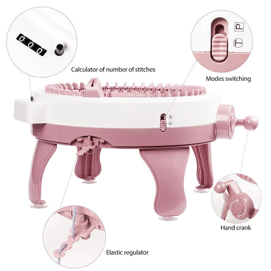 48 Needle Knitting Machine, Flat Plate Rotary Loom with Row Counter