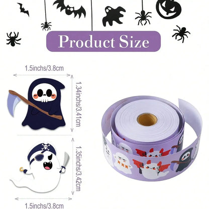 500 PCS Cute Halloween Ghost Stickers - 10 Designs Bulk Round Adhesive
