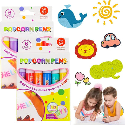 12Pcs Magic Popcorn Pens DIY 3D Puffy Bubble Art Drawing