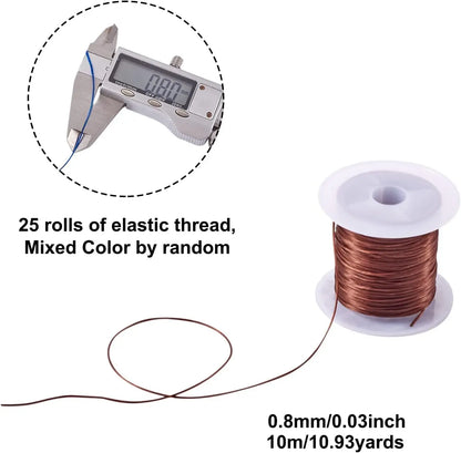 JHNBY 25rolls/Bag 0.8mm Elastic Stretch Fiber Wire Jewelry Making Bracelet Crystal String Cords 10m/roll Mixed Color