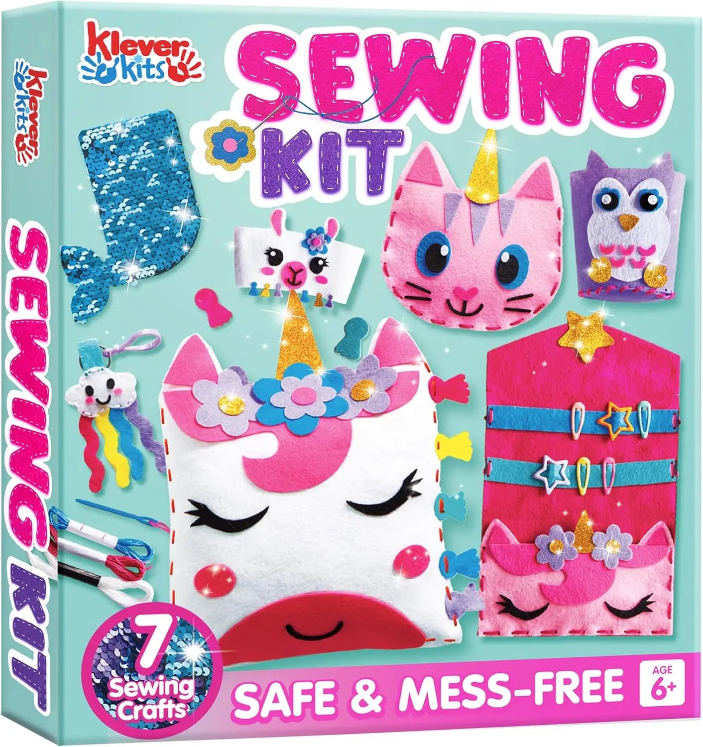 JOYFY 7 Sewing Projects My First Kids Sewing Kit- Easy DIY Arts and Crafts Unicorn and Mermaid