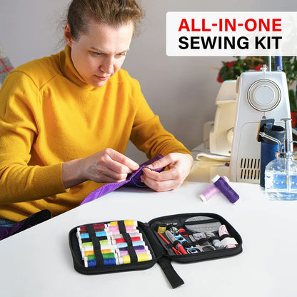 Sewing Kit - Mixed Color Canvas Sewing Kit - Portable, Mini, Basic - Travel, Everyday Repairs