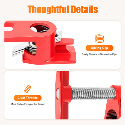 Wood Gluing Pipe Clamp Set for Woodworking Cast Iron Red 4 Pieces Countertop Painting Plastic Spraying 19cm Total Length