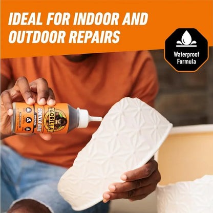 Waterproof Polyurethane Glue, Gorilla Original 8oz - Expands for Gaps, Ideal for Wood & More.