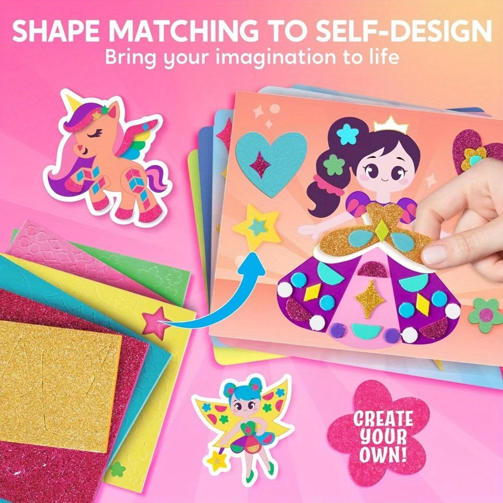 JOYFY Kids Foam Art Kit EVA Foam Stickers with 6 Art Board and 800+ Stickers DIY Arts Crafts
