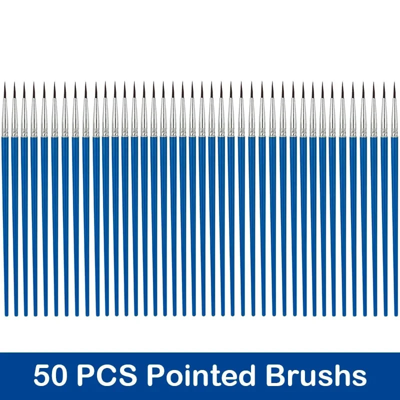 10/20/50Pcs Painting Brushes Set Art Round Flat Hair Nylon Hair