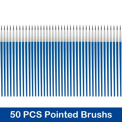 10/20/50Pcs Painting Brushes Set Art Round Flat Hair Nylon Hair