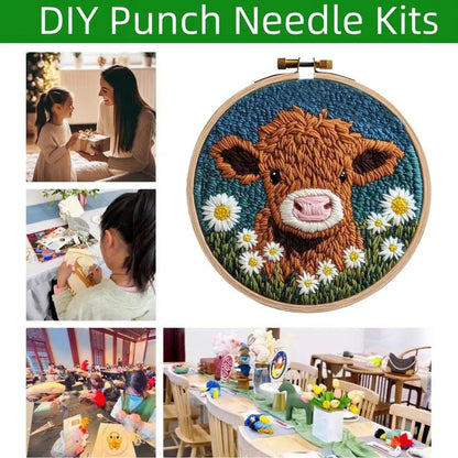 Cartoon Animal Punch Needle Embroidery Kit Landscape Rug