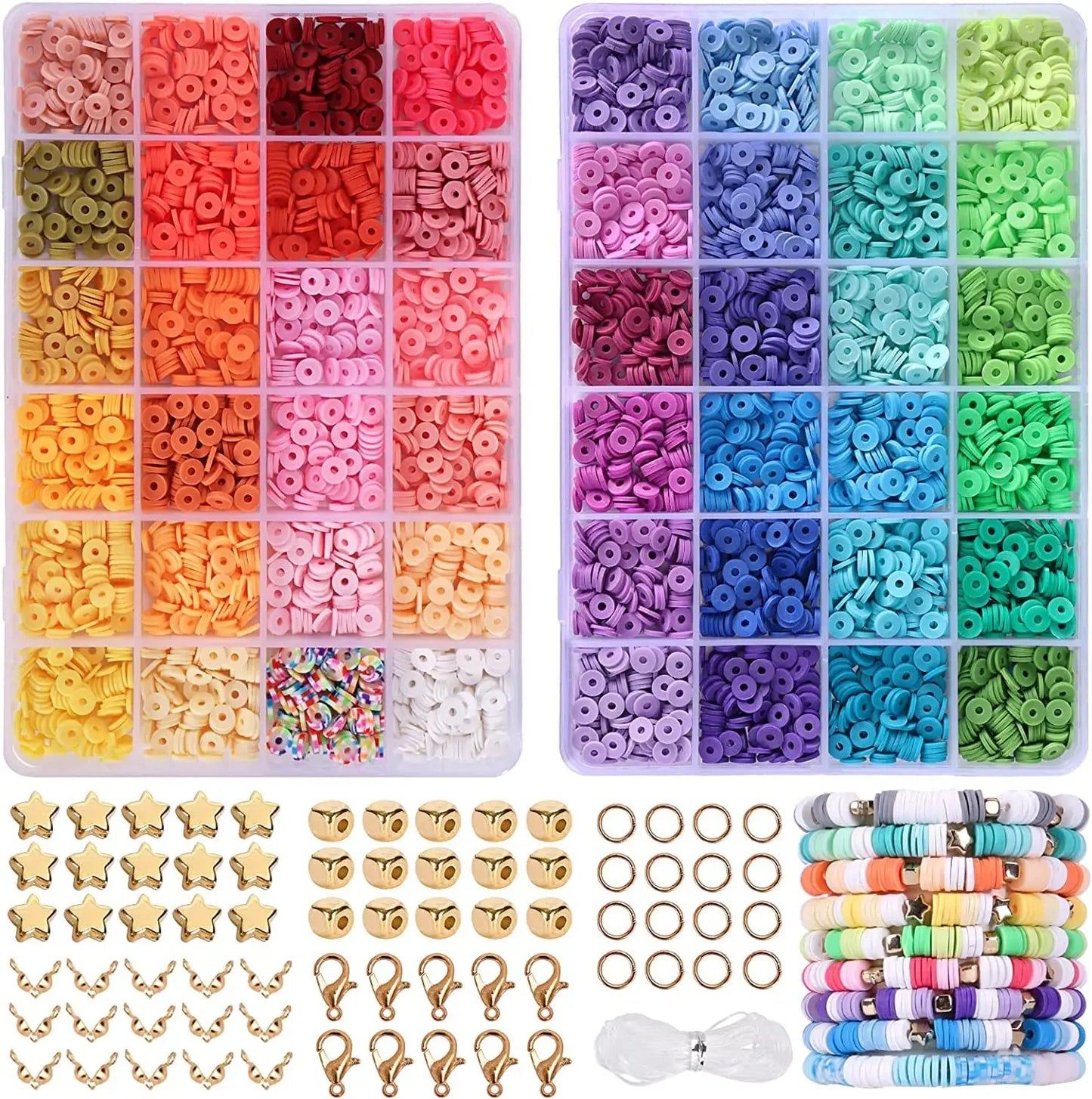 2 Box 24 Rainbow Color Clay Beads Bracelet Making Kit for Jewelry Making Letter Beads