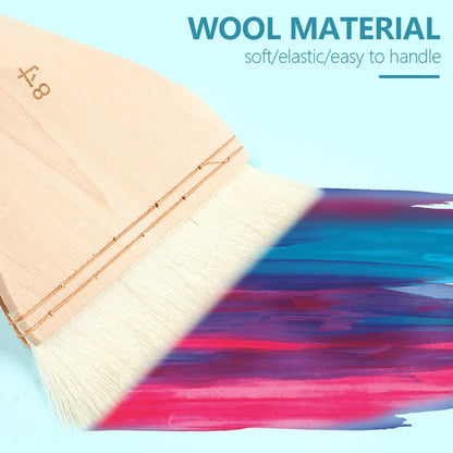 Wooden Handle Goat Hair Paint Brushes Smooth Sanding for Wall 10 Sizes Watercolor Acrylic Oil