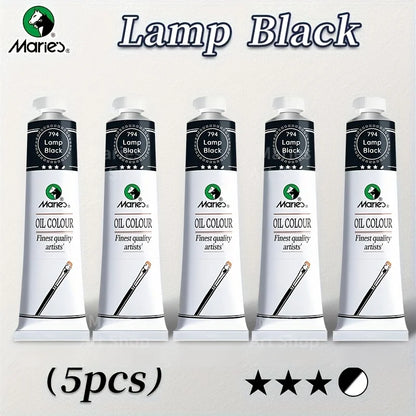 5pcs Marie's Oil Paints Set, 50ml (1.7fl. oz) x 5, Vibrant Colors