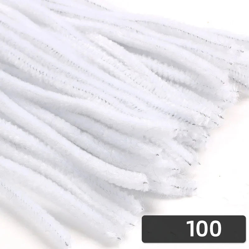100pcs 30cm Chenille Stems Stick Cleaners Handmade Colorful Pipe