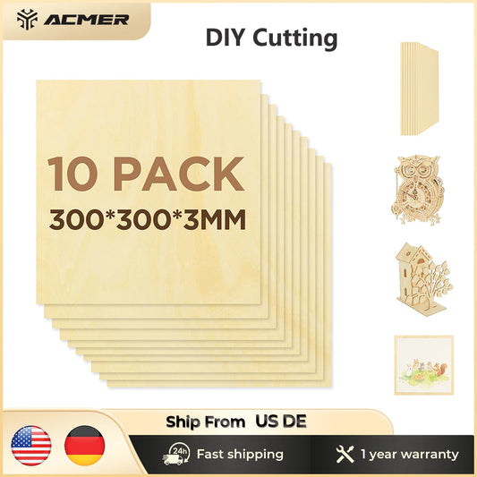 Basswood Sheets 3mm Thick Unfinished Wood Plywood for Laser Engraving and Co2 Laser Cutting