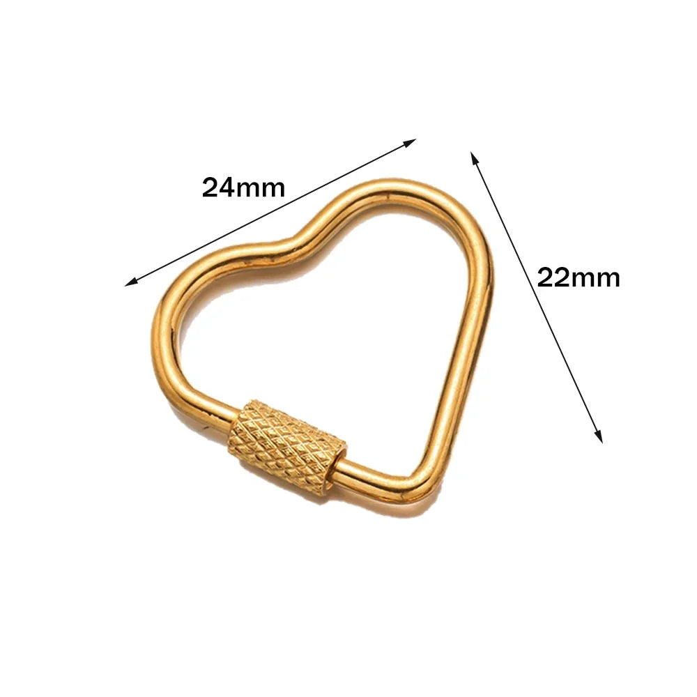 5pcs Stainless Steel Oval Star Buckle Carabiner Screw Lock Clasps For DIY Key ring Keychain Jewelry Making Supplies Accessories