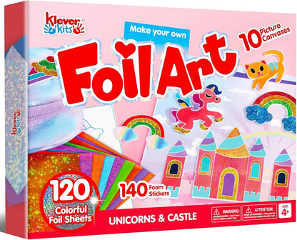 JOYFY Foil Art Kit Arts & Crafts Supplies Mess Free Coloring Foil Foam Stickers Creative