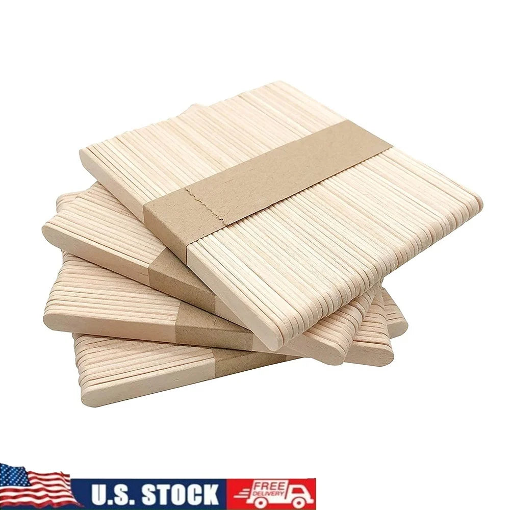 Premium Food Grade Birchwood Popsicle Sticks Pack of 2000CT Smooth Crafting Sticks Compostable Eco-Friendly Waxing Supplies