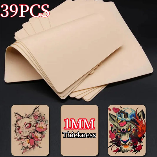 13/26/39 Pcs Silicone Tattoo Practice Skin Double Fake Tattoo Skin Beginner Practice Synthetic Leather