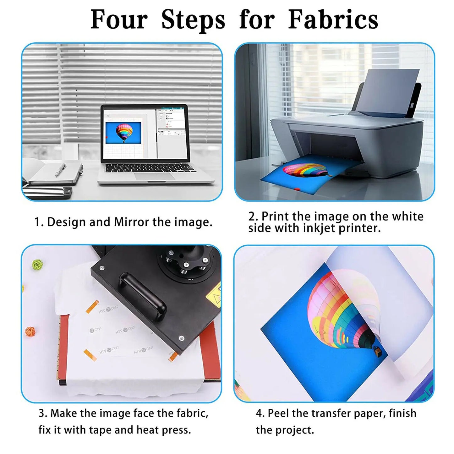 HTVRONT 150 Sheets 8.5 x 11 Inch Sublimation Paper 120g Heat Transfer Paper for Inkjet Printer T-shirt