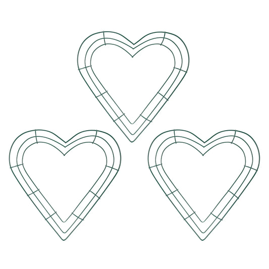 3 Pack Heart Metal Wreath 12 Inch Heart-Shaped Wire Wreath Frame