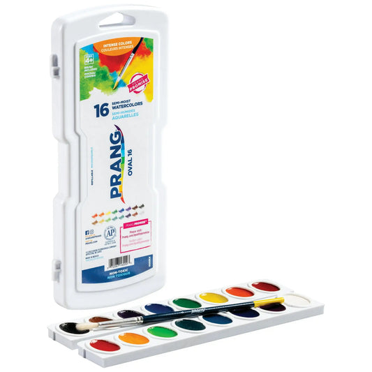 Prang Watercolor Oval Pan Set, 16-Colors