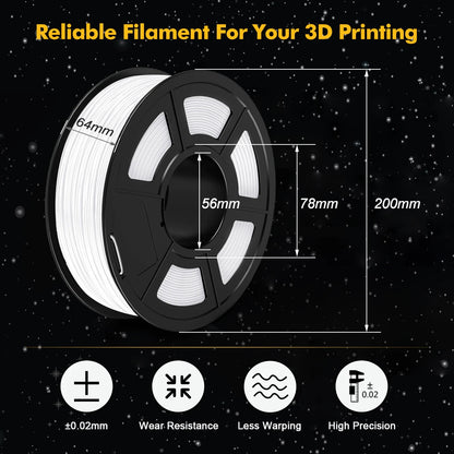 SUNLU PETG 3D Filament 1KG 3 Rolls 1.75mm +/-0.02MM 3D Printing Neatly Wound Vacuum Packing