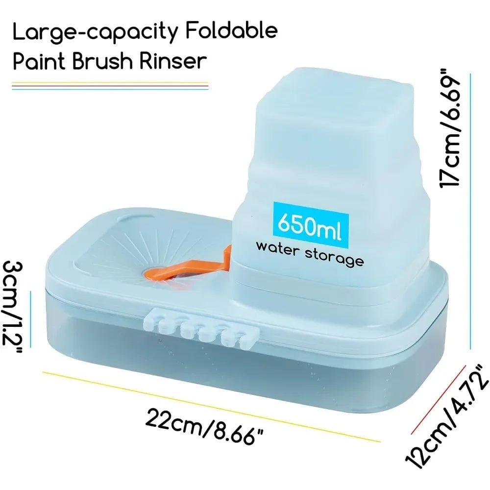Paint brush cleaner with 5-tank silicone brush holder - for acrylic watercolor and water-based paints