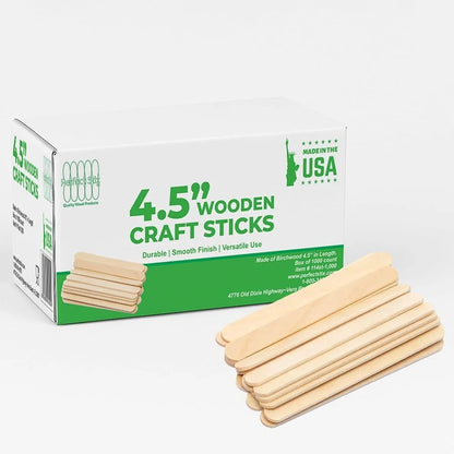 Premium Birchwood Craft Sticks 4.5 Inch 1000 Count DIY Art Projects Ice Cream Treats