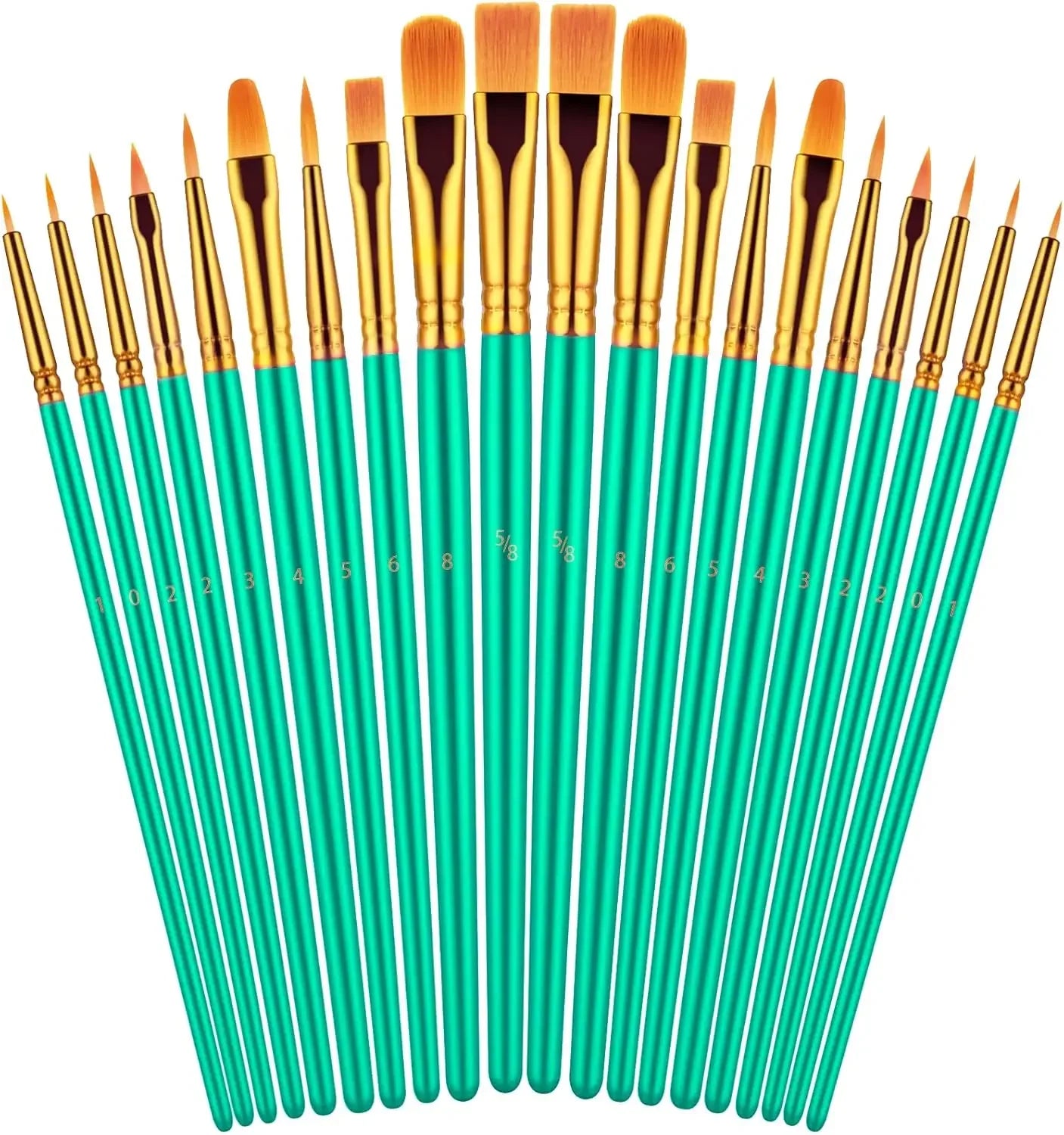 20 oil watercolor acrylic paint brushes, blue