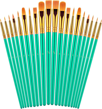 20 oil watercolor acrylic paint brushes, blue