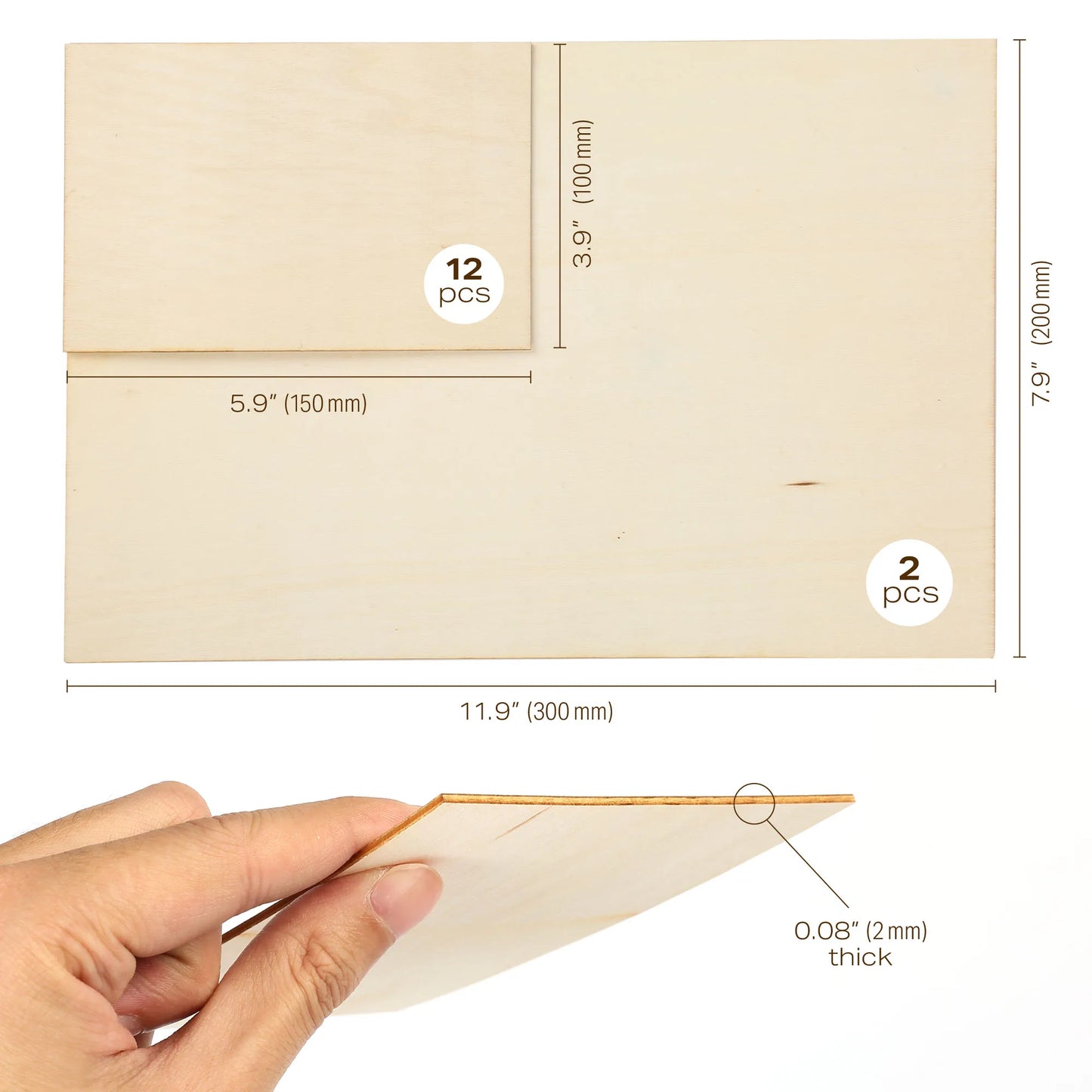 14pc Blank Plywood Unfinished Basswood Sheets