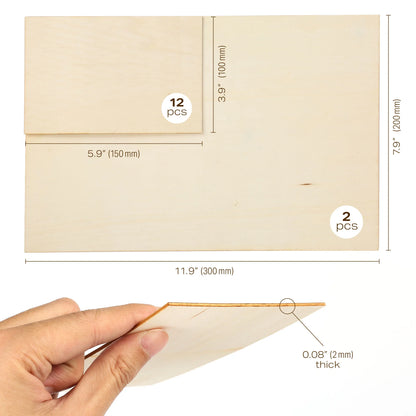 14pc Blank Plywood Unfinished Basswood Sheets